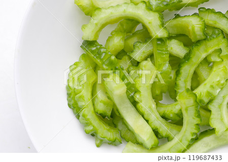 Bitter melon on white background. 119687433