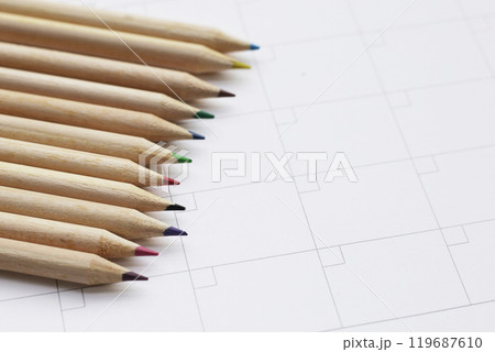 Calendar with pencils. Planning concept 119687610