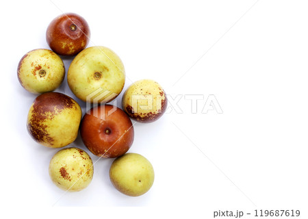 Fresh jujube fruit on white background Fresh jujube fruit on white background 119687619