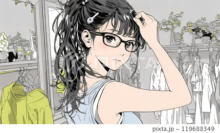 クローゼットを開いて着替えをしようとしている若い女性