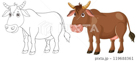 Cow Illustration with Outline and Color 119688361