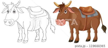 Cow Illustration with Saddle Cow Illustration with Saddle 119688365