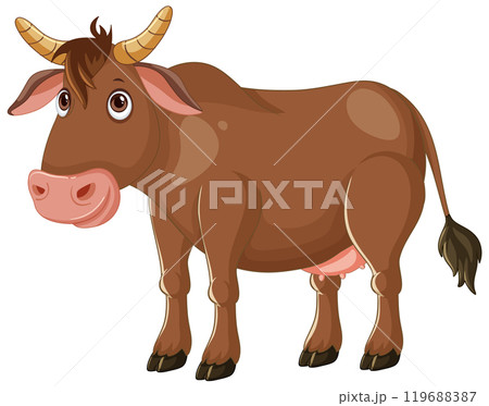 Cartoon Brown Cow Illustration 119688387