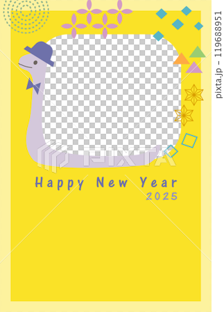 Gorgeous geometric pop snake photo frame New Year's card_Yellow 1 119688951