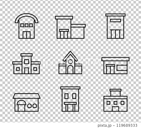 色々な建物のイラストセット　ベクター 119689333