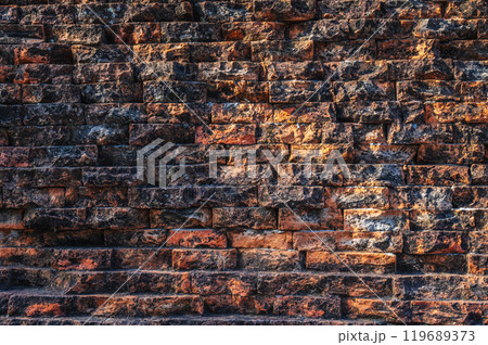 texture of ancient antique brick wall of historical old temple in Asia in close-up texture of ancient antique brick wall of historical old temple in Asia in close-up 119689373