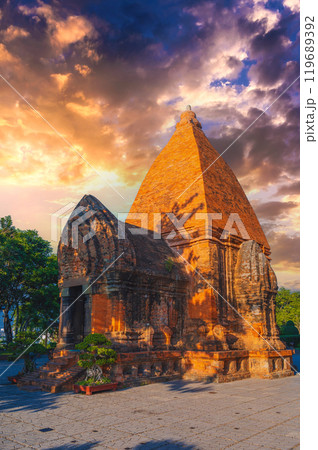 Po Nagar Cham Towers in Nha Trang in Vietnam. Beautiful ancient ruins of temple in Asia 119689392