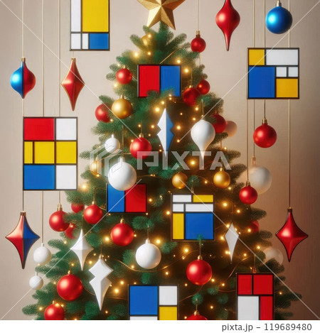 Modern Geometric Christmas Tree with Generative AI. 119689480