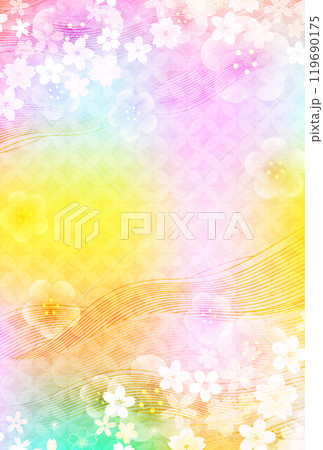 和柄 桜 梅 年賀状 背景 和柄 桜 梅 年賀状 背景 119690175