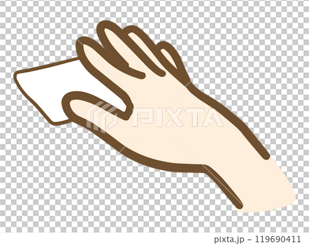 Illustration of a hand sticking a sticker (vector) 119690411