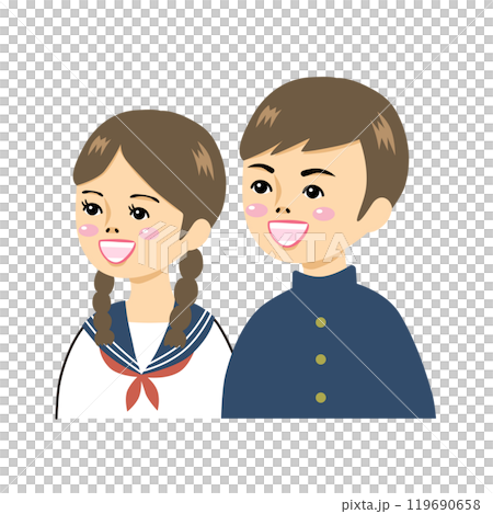 Showa retro male and female students 119690658