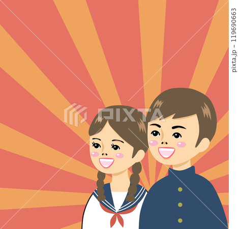 昭和レトロな男女の学生のアイキャッチ 119690663