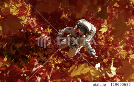紅葉の中を浮いているような宇宙服の人 紅葉の中を浮いているような宇宙服の人 119690686
