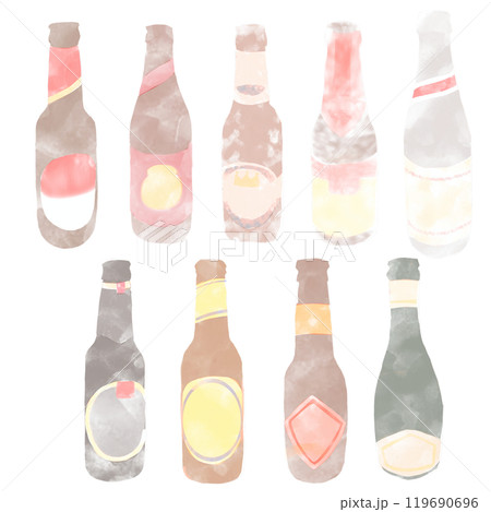 ビール瓶の水彩イラスト 119690696