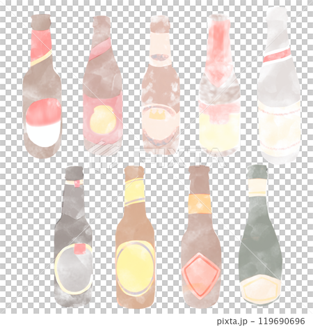 ビール瓶の水彩イラスト 119690696