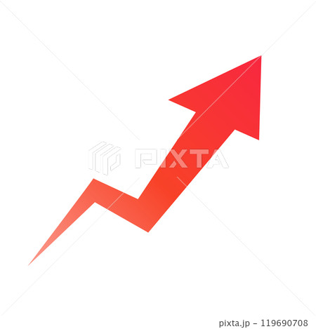 勢いよく上昇するグラデーションの赤い矢印 119690708