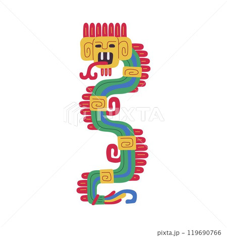 Vector illustration of a colorful totem in the form of a monster with teeth Vector illustration of a colorful totem in the form of a monster with teeth 119690766