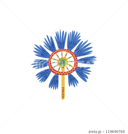 Colorful vector drawing of a shaman's staff with elements of the Maya and Aztec tribes 119690768