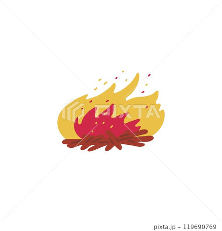 Bonfire. Burning wood. Camping. Tourism. Bonfire. Burning wood. Camping. Tourism. 119690769