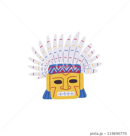 Vector illustration with traditional ethnic mask of Aztec and Mayan tribe. Vector illustration with traditional ethnic mask of Aztec and Mayan tribe. 119690770