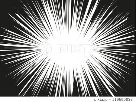 Radial speed lines for comic book, Manga anime speed frame, zoom and motion effect, explosion effect vector background 119690858