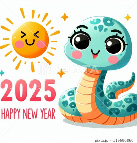 2025年のかわいいヘビの年賀状 119690860