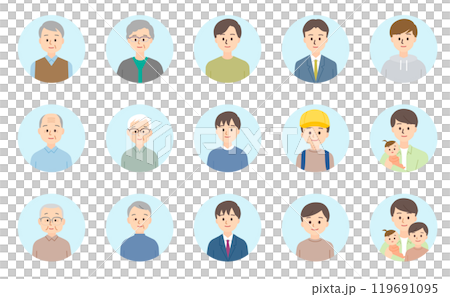 様々な年代の日本人の男性アイコン集 119691095
