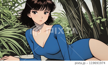 レオタード姿で横になっている若い女性
