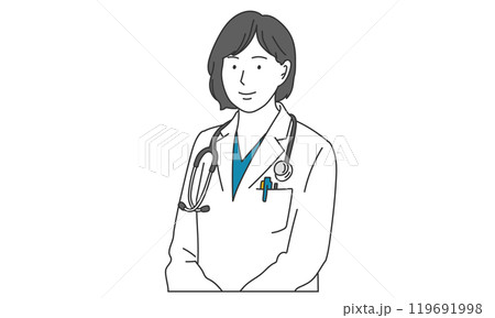 白衣を着た女医のシンプルイラスト 119691998
