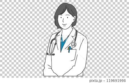 白衣を着た女医のシンプルイラスト 119691998