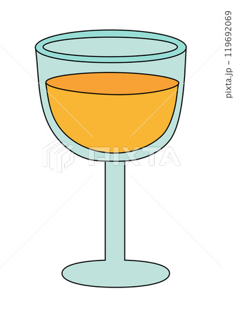 Cocktail with orange, juice in glass. Vector flat illustration. Cocktail with orange, juice in glass. Vector flat illustration. 119692069