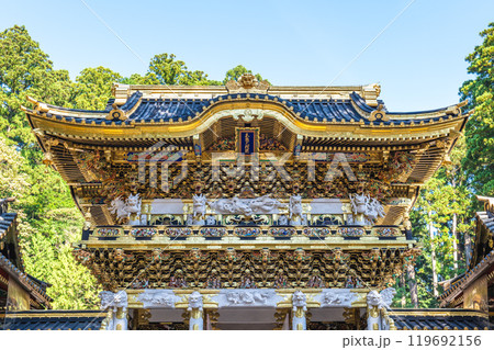 Yomeimon gate of Nikko Tosho gu shrine in Nikko, Tochigi Prefecture, Japan. 119692156