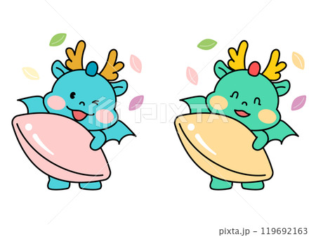 Azure Blue Dragon Character Illustration. 119692163