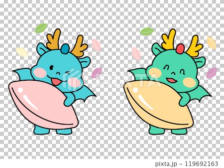 Azure Blue Dragon Character Illustration. 119692163