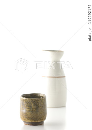 お猪口と徳利を白背景で撮影 お猪口と徳利を白背景で撮影 119692173