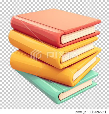 3D stack of books on transparent background. AI-generated item 3D stack of books on transparent background. AI-generated item 119692251