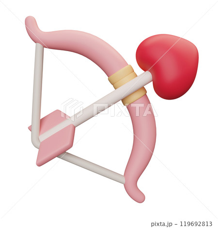 heart shape arrow and bow 3D graphic heart shape arrow and bow 3D graphic 119692813
