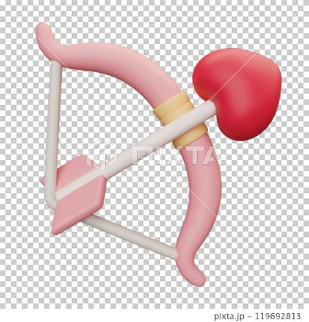 heart shape arrow and bow 3D graphic heart shape arrow and bow 3D graphic 119692813