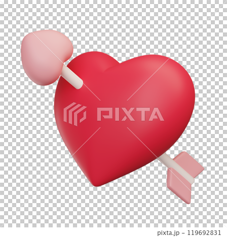 arrow piercing the heart 3D graphic 119692831