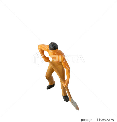 Miniature construction worker isolate on white background with clipping path Miniature construction worker isolate on white background with clipping path 119692879
