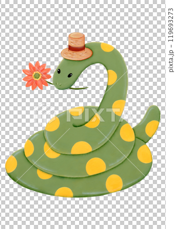 Snake Year New Year's Card Material: Snake holding a flower 119693273
