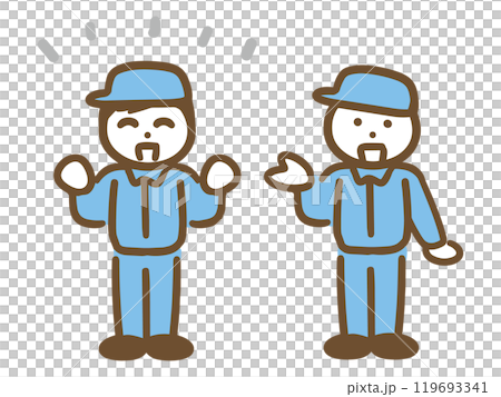 仲間を紹介している作業服の男性 119693341
