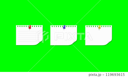 メモ紙(白紙)のイラスト グリーンバック メモ紙(白紙)のイラスト グリーンバック 119693615