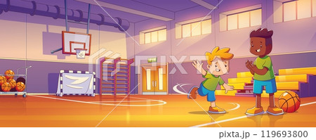 Children playing in school gym Children playing in school gym 119693800