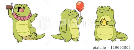 Cute childish crocodile cartoon character. 119693803