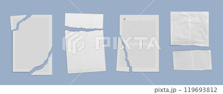Torn paper sheets set isolated on background Torn paper sheets set isolated on background 119693812