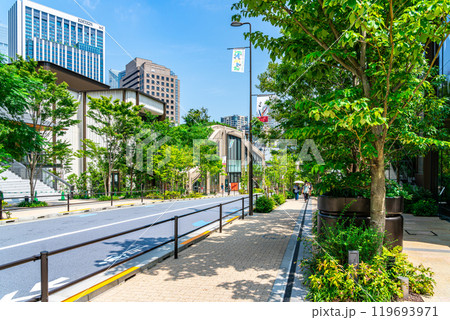 【東京都】自然豊かな麻布台ヒルズの街並み 【東京都】自然豊かな麻布台ヒルズの街並み 119693971