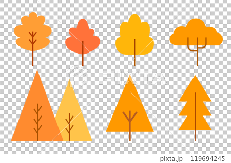Various autumn tree and foliage. Seasonal and holiday for icon element and illustration 119694245