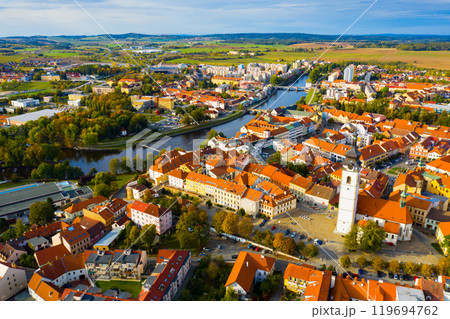 Aerial cityscape of Pisek 119694762