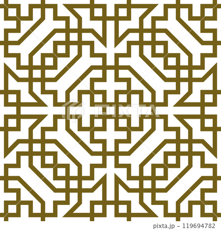 Seamless arabic geometric ornament in brown color. 119694782